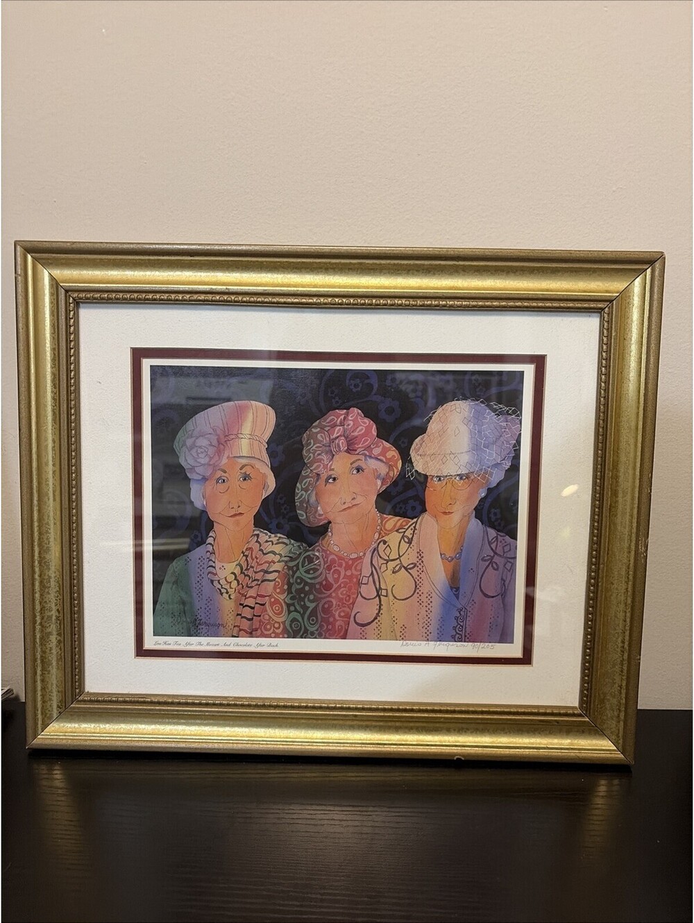 Doris A Ferguson Framed & Matted Watercolor Art Print Vintage 14x16.5 SIGNED